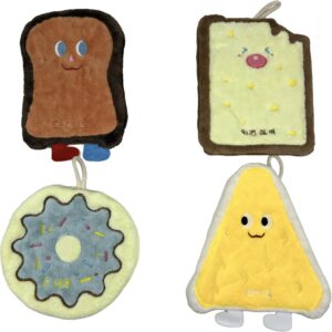 Cute Food Shaped Plush Hand Towels | Donut & Toast & Cheese Hanging Towel Set
