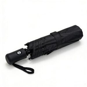 Portable Black Automatic Umbrella | Waterproof & Windproof Pocket Umbrella with Wrist Strap for Men & Women