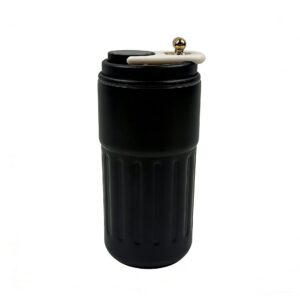 Modern Minimalist Vertical Striped Insulated Tumbler with Gold Accent Lid | 316 Stainless Steel Vacuum Coffee Cup