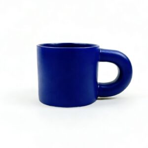 Klein Blue Chunky Handle Ceramic Mug - Minimalist Matte Coffee Cup