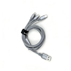 Baseus 3-in-1 Braided Charging Cable - USB-A to Lightning/Micro USB/Type-C for iPhone & Android