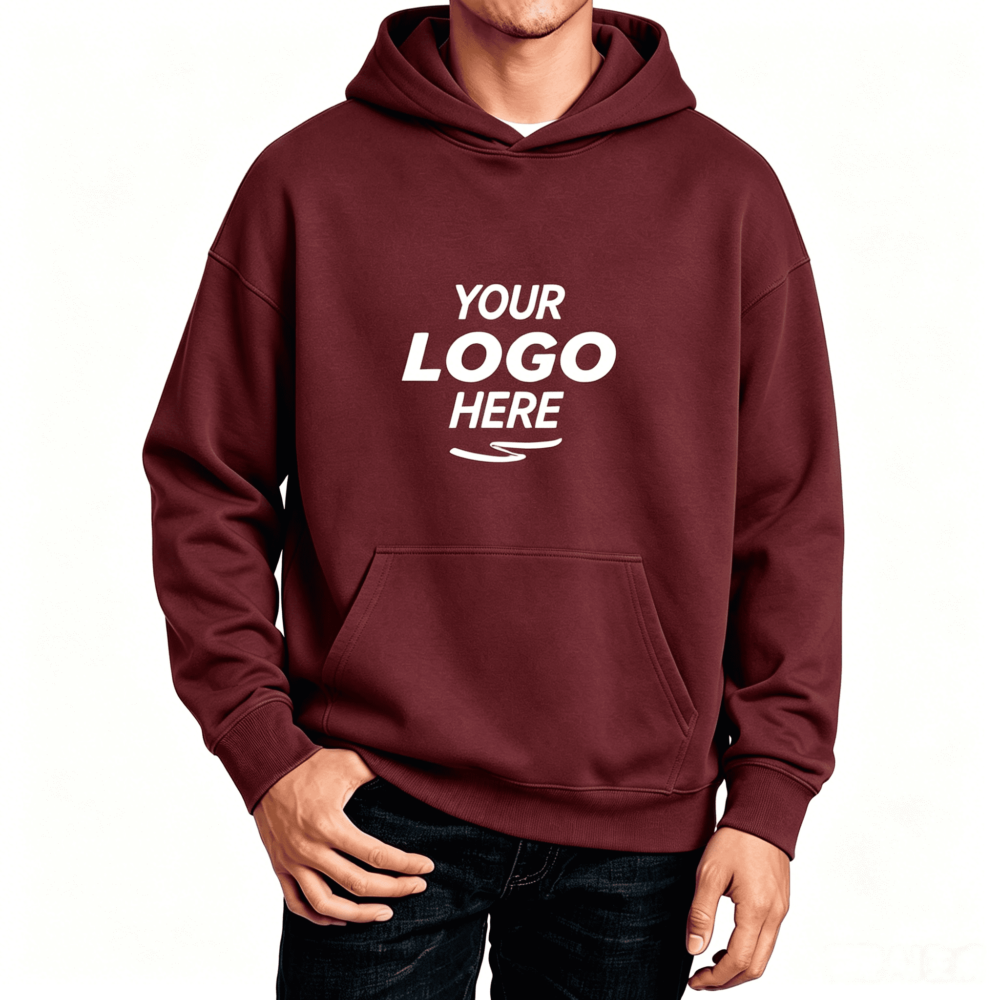 maroon custom pullover hoodie customizable brand logo bulk apparel