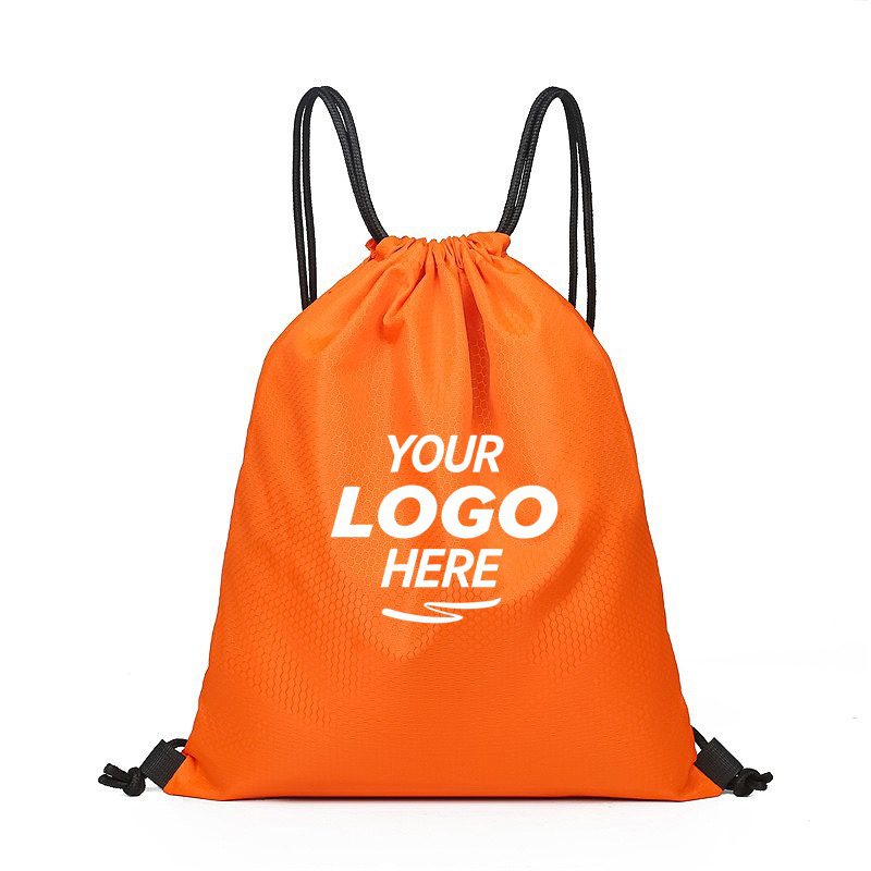 Front view of a customizable drawstring backpack, ideal for wholesale bags and corporate event giveaways, factory direct sourcing.