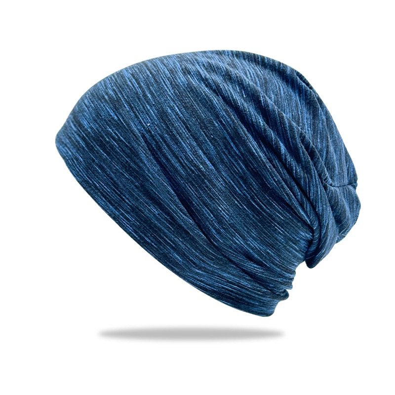 Side view of navy blue custom knit beanie, wholesale promotional winter headwear with ribbed cuff design for bulk corporate gifts