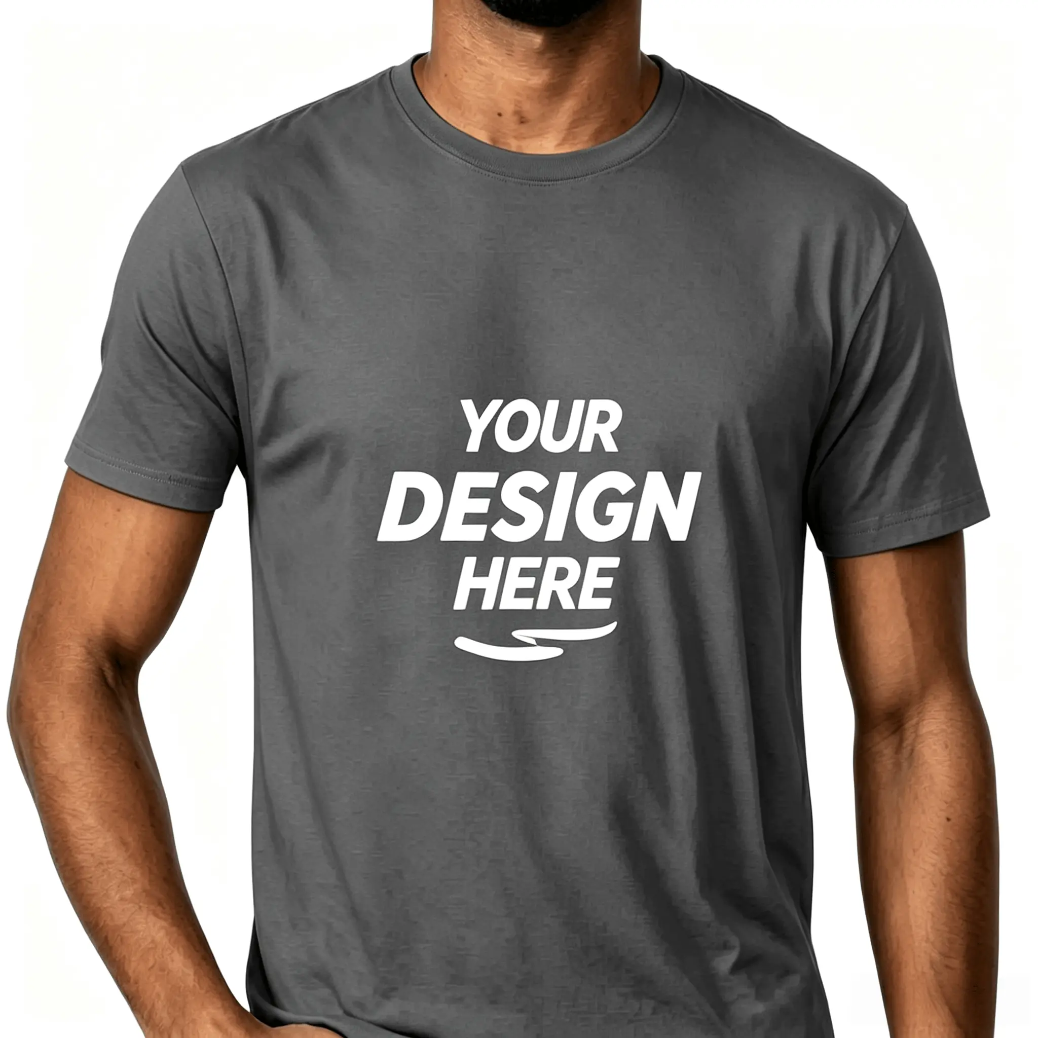 Dark charcoal 180gsm pure cotton t-shirt for men. European size heavyweight tee with a sleek Euro fit and superior color depth.