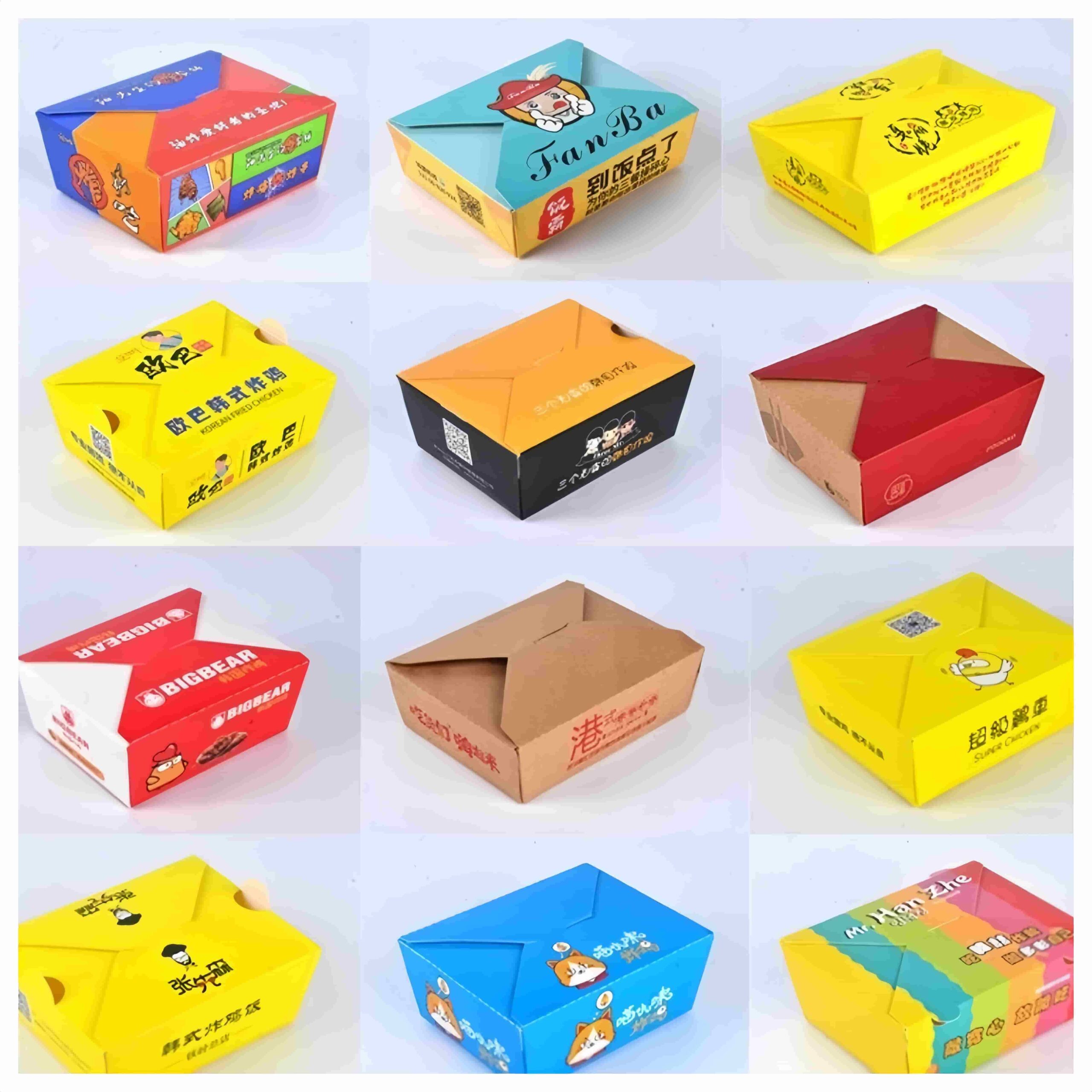 custom printed kraft paper takeout boxes full color logo disposable food containers bulk for fried chicken restaurant catering