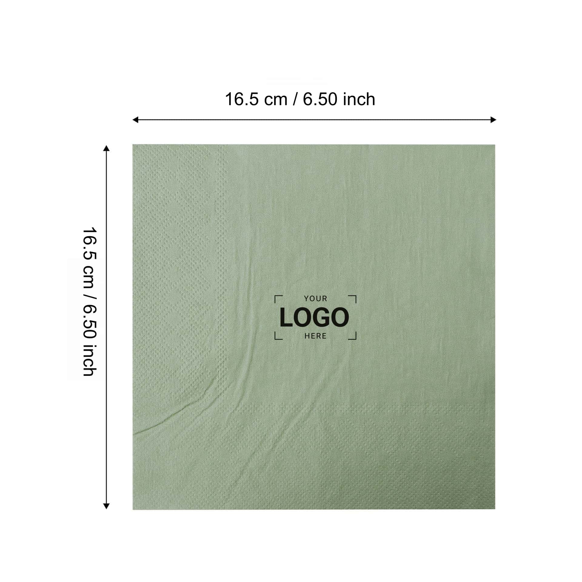 sage green custom logo cocktail napkins 6.5 inch disposable paper napkins bulk for boutique salad cafe