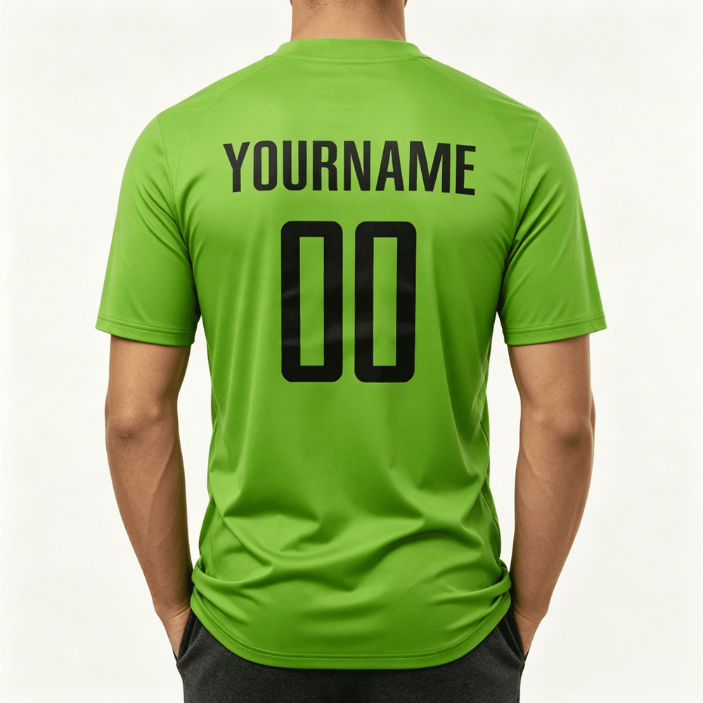 Custom sublimation team jersey back view green honeycomb gradient with personalized YOURNAME and number 00, athletic sportswear wholesale bulk